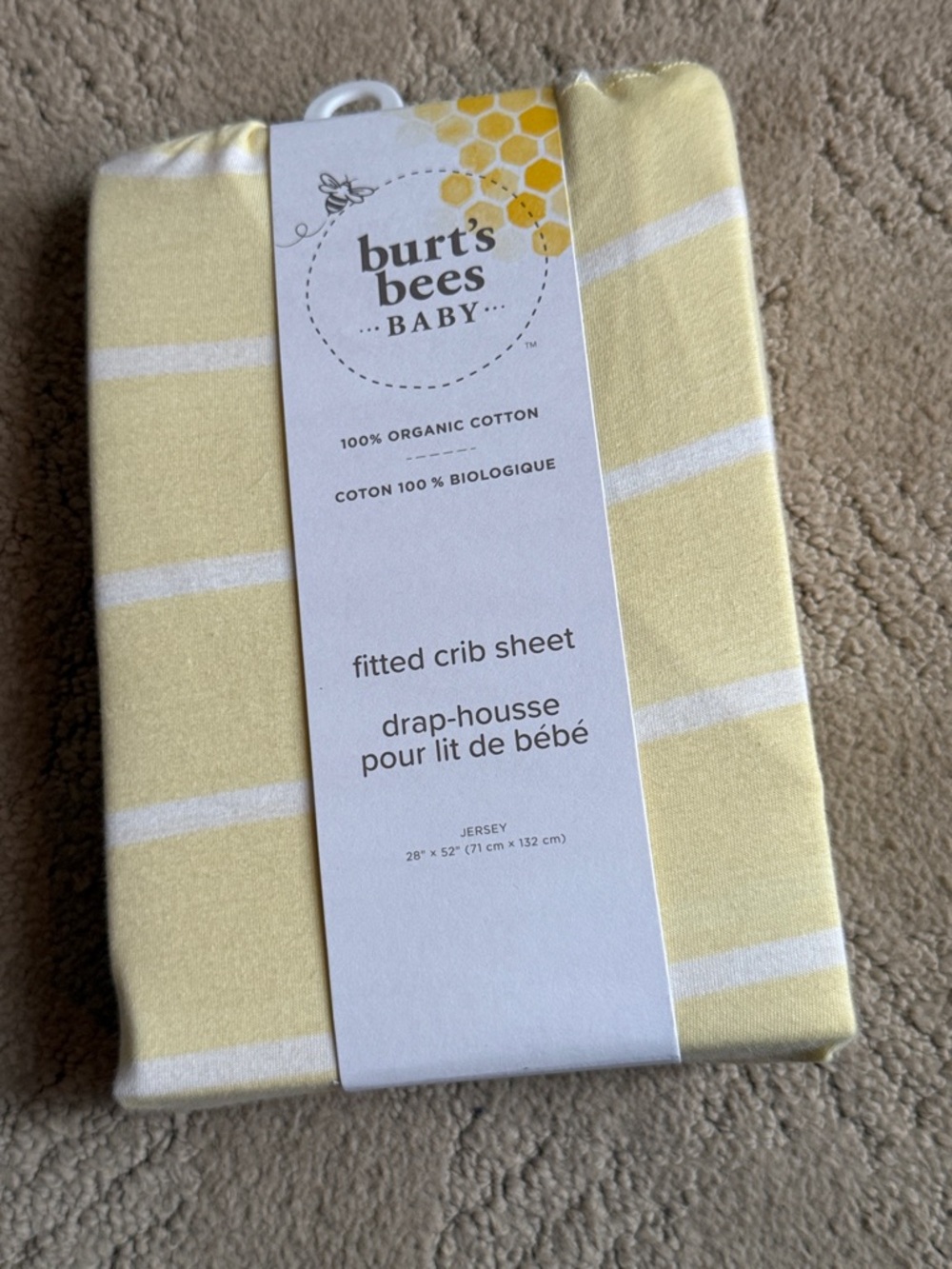 Burt's Bees Baby Yellow and White Striped Fitted Crib Sheet